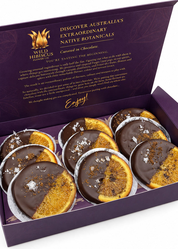Dark Chocolate Dipped Orange Slices with Kurrajong Spice