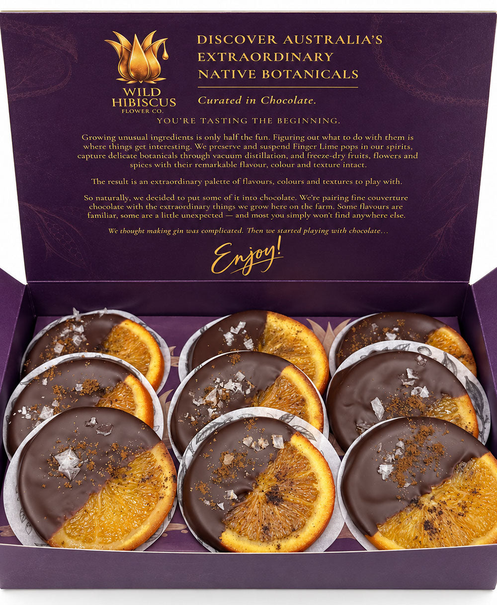 Dark Chocolate Dipped Orange Slices with Kurrajong Spice